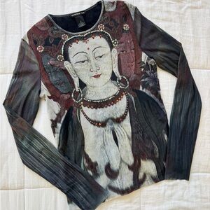 Vivienne Tam Artistic Buddha Long Sleeve Top